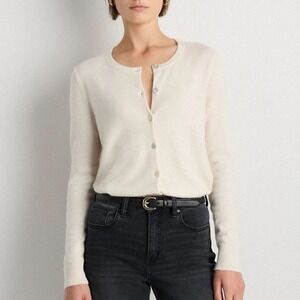 Quince Mongolian Cashmere Cardigan Sweater New Ivory Crewneck Womens S